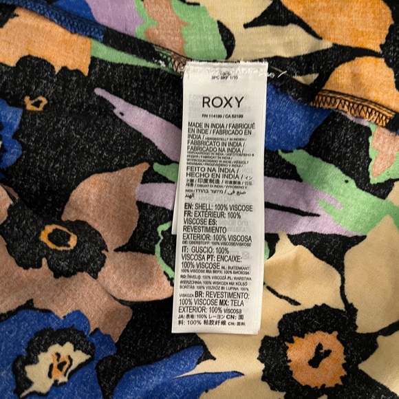 Roxy Golden Poppy Bold Floral Mini Flowy Skirt Size L - Picture 5 of 6